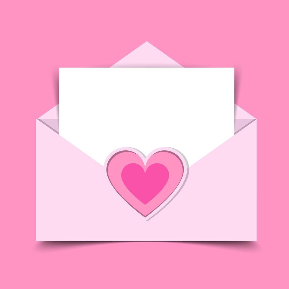 an envelope with a heart on it and a blank card vector