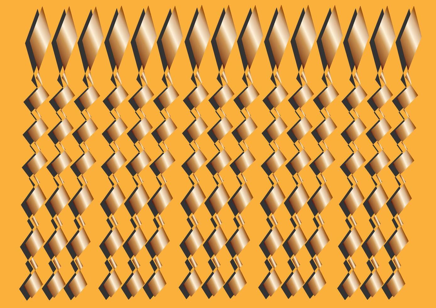 Abstract illustration of golden metal ornament pattern on orange background. vector