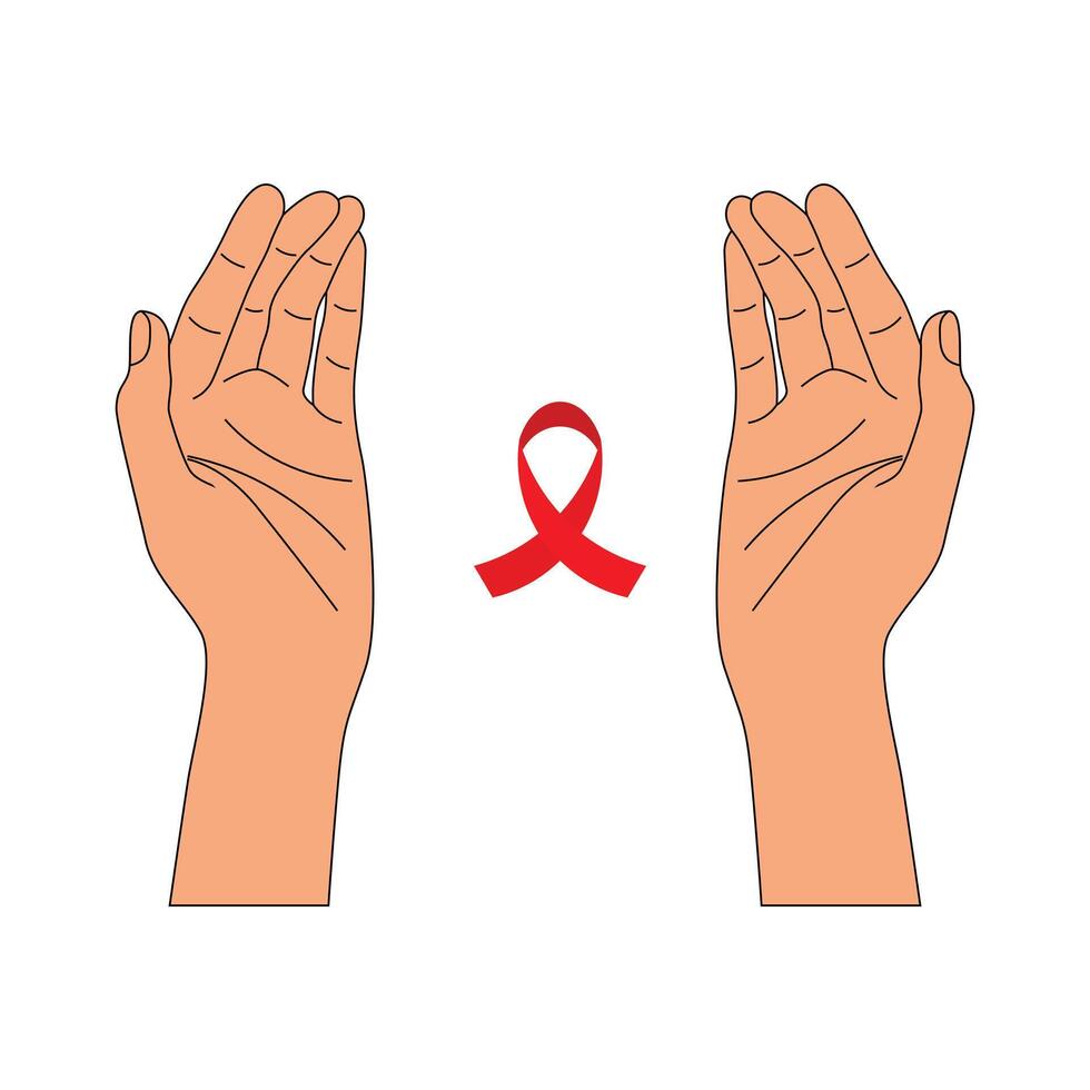 Hands holding Awareness ribbon vector