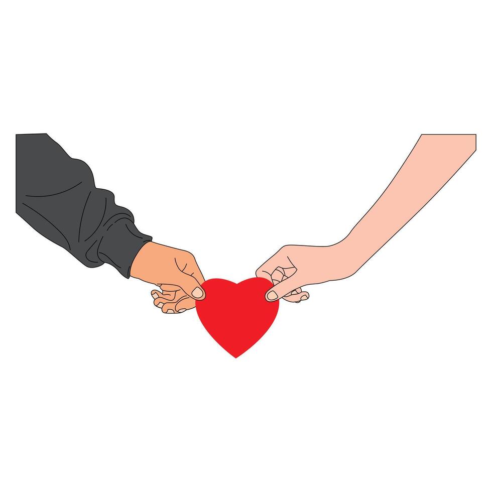 The couple holding heart together vector