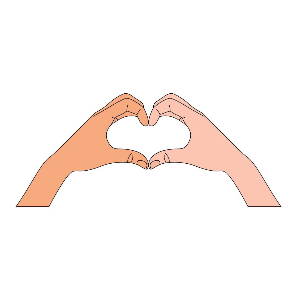 couple hands forming a heart vector