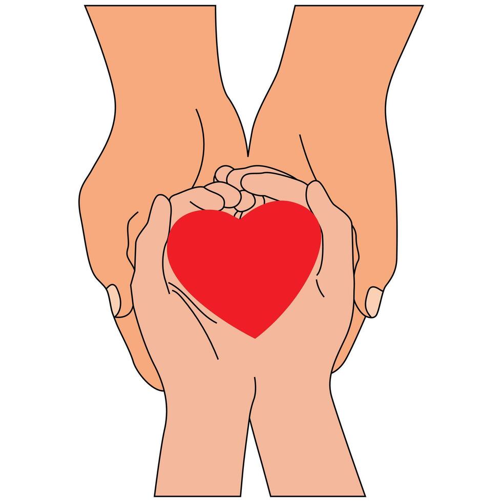 couple hands holding heart vector