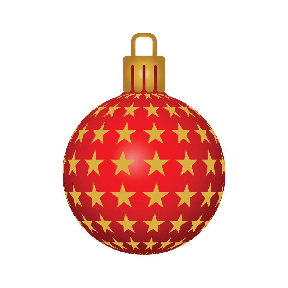 red Christmas ball with star isolated vector