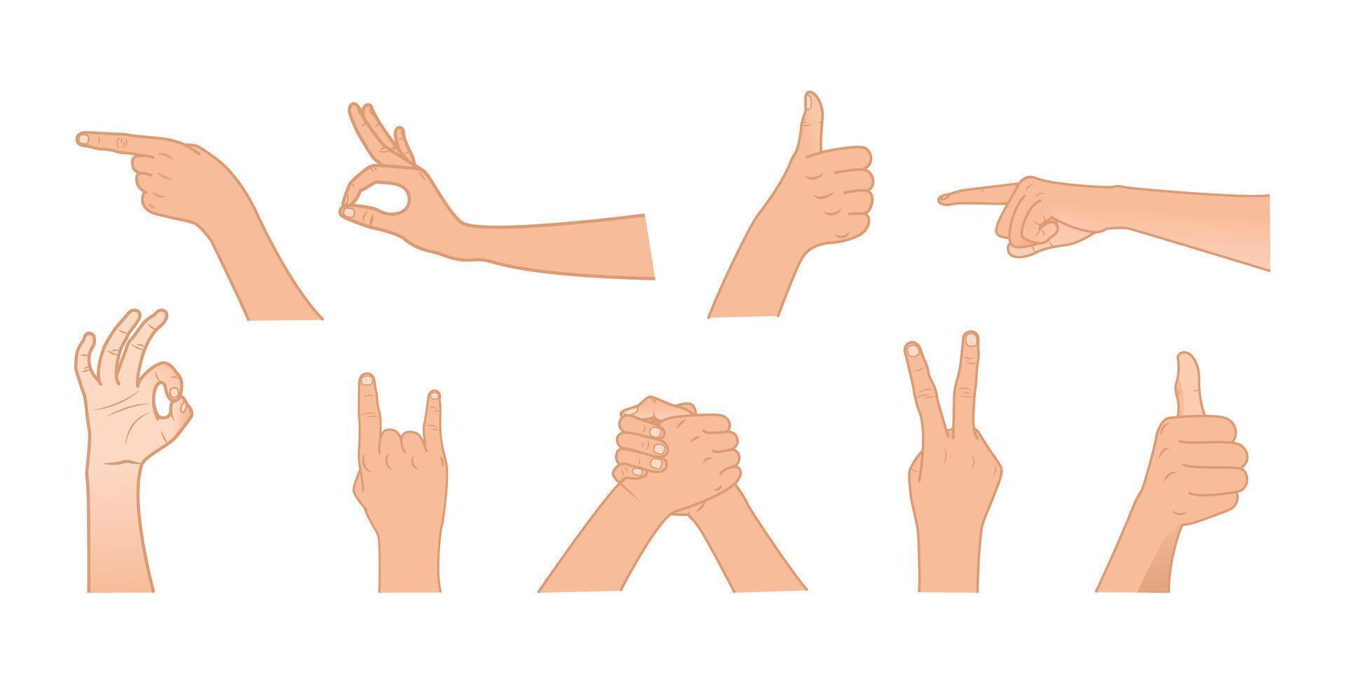 set of hand gestures illustration vector