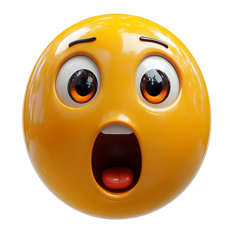 Large Round Yellow Emoji Face with Shocked Expression png