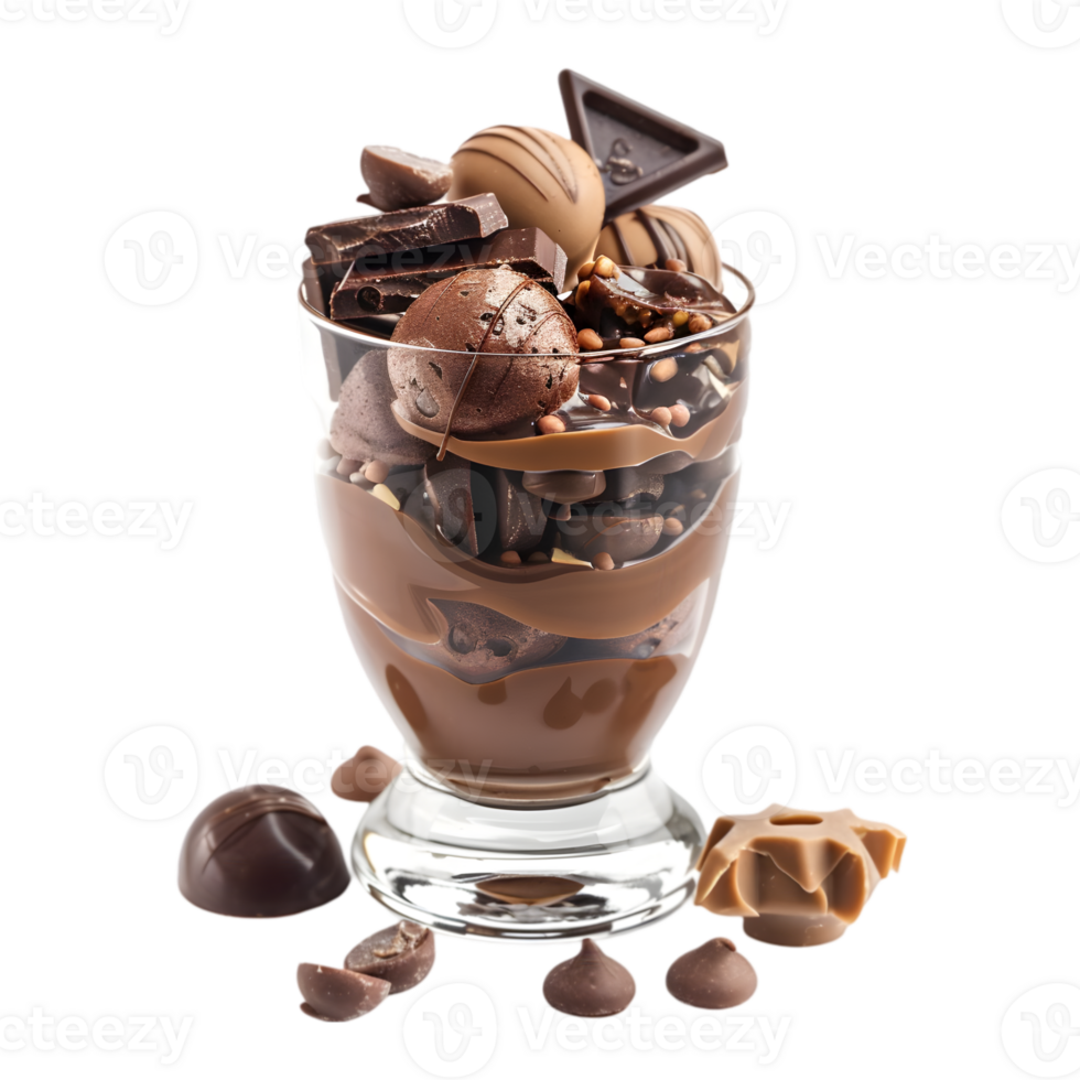 Elegant Chocolate Mousse with Cocoa Layers and Cream png