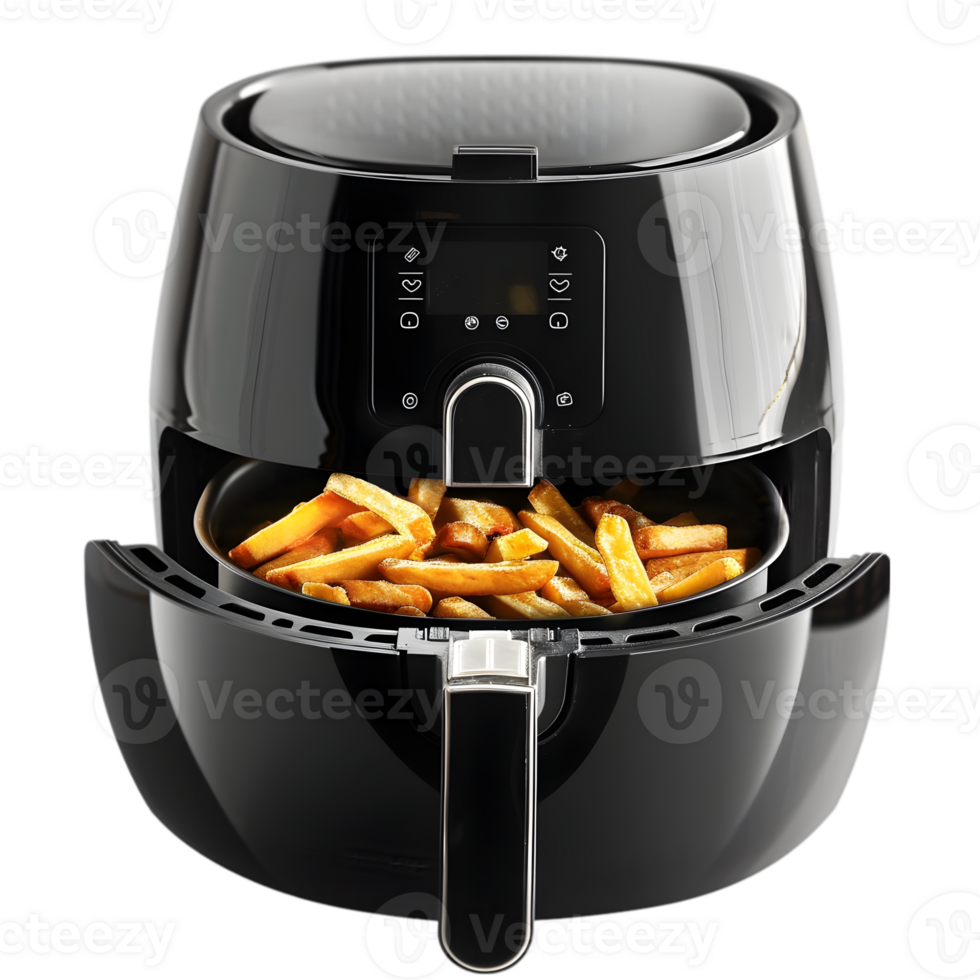 Advanced Air Fryer with Digital Control Panel and Fries png