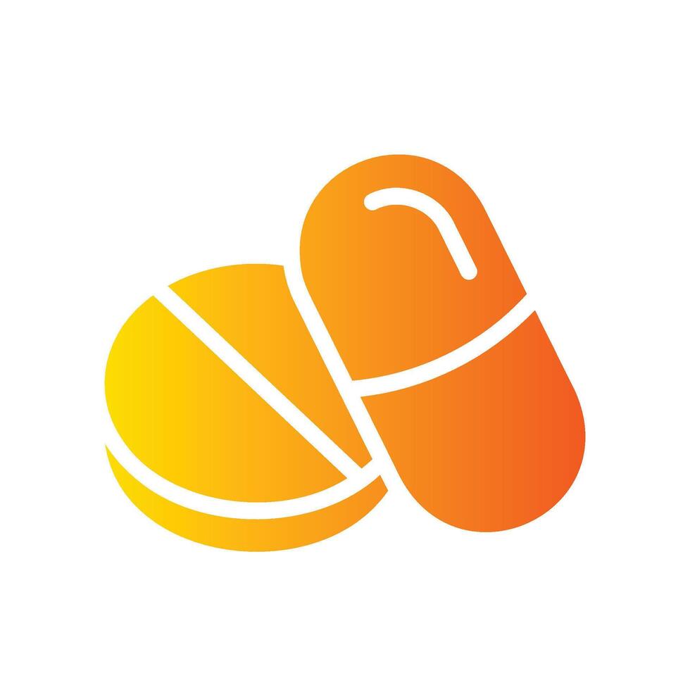 pills Flat Gradient Icon White Background vector