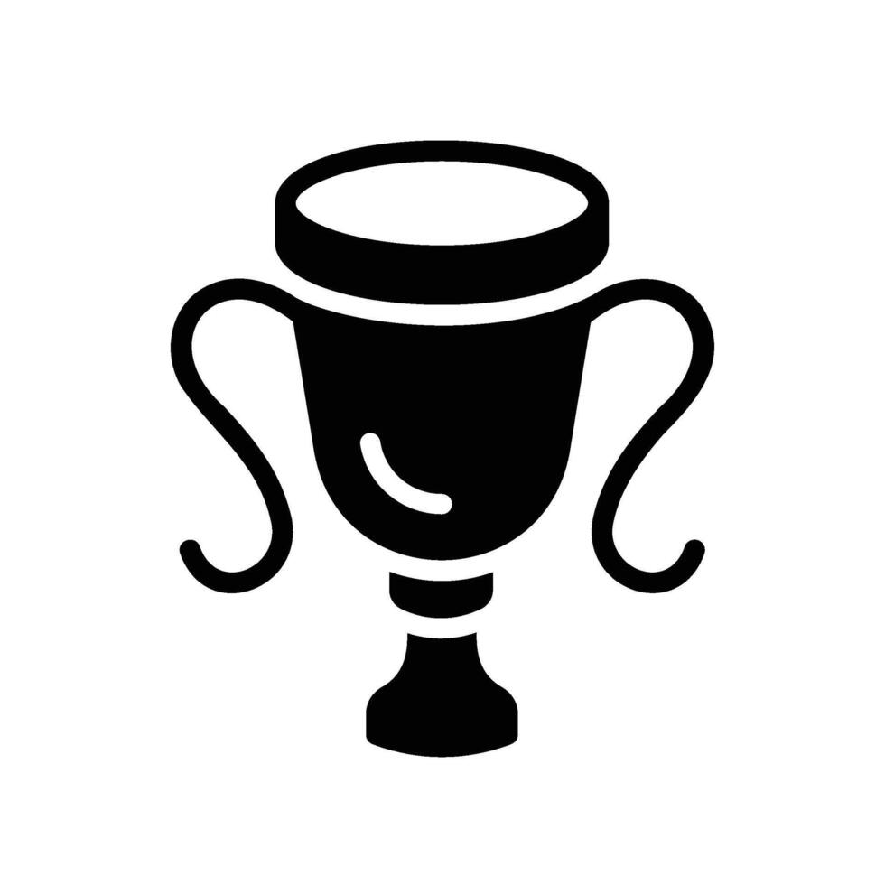 trophy Glyph Icon White Background vector