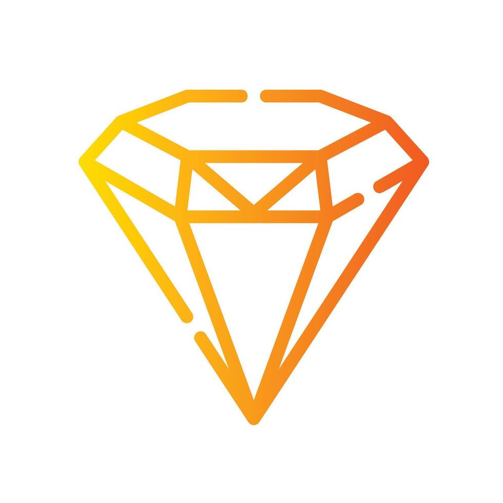 diamond Line Gradient Icon White Background vector