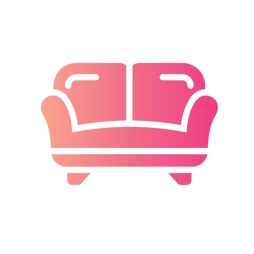 sofa Flat Gradient Icon White Background vector