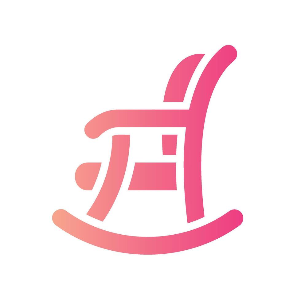 rocking chair Flat Gradient Icon White Background vector