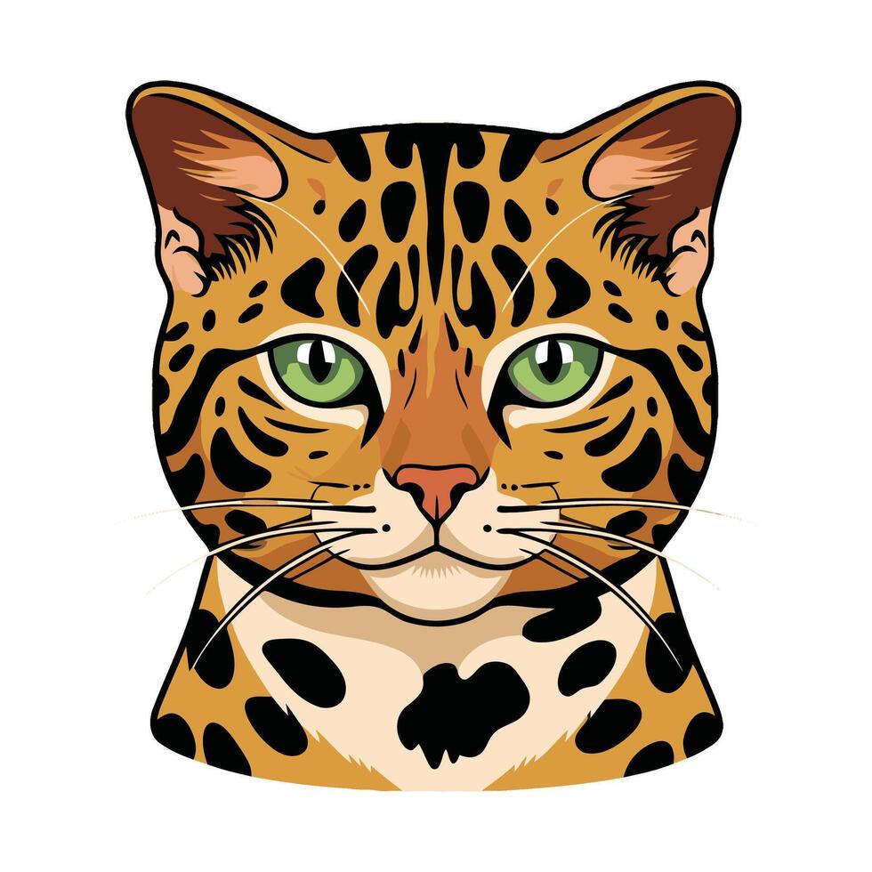 The head of a leopard is shown in a cartoon style vector