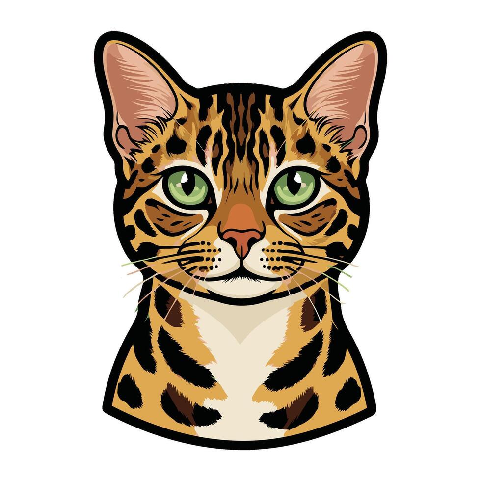 A cartoon cat with green eyes on a white background vector