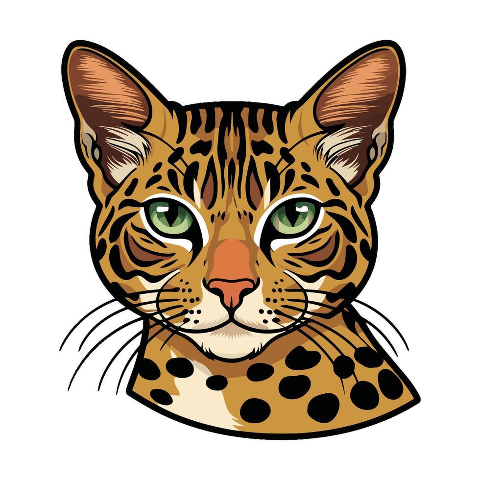 The head of a cat with green eyes vector