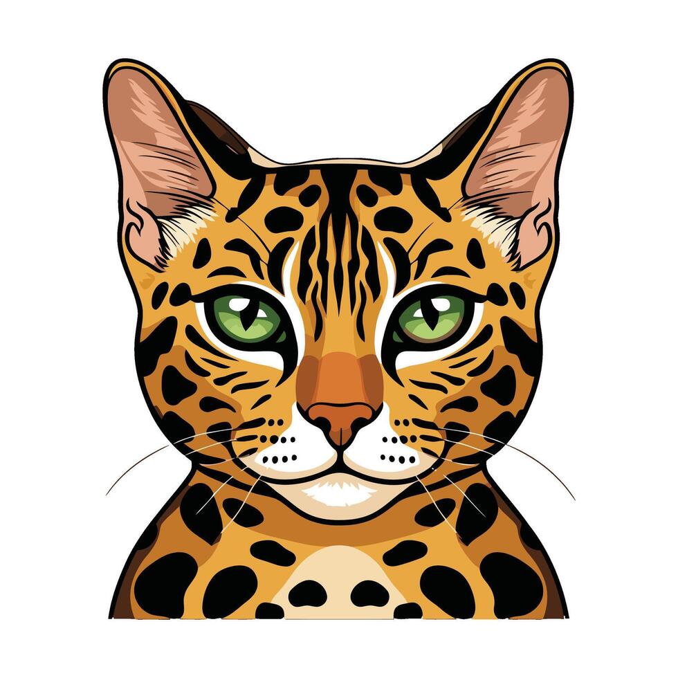 The face of a cat with green eyes vector
