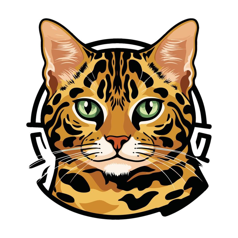 A cat with green eyes and a white background vector