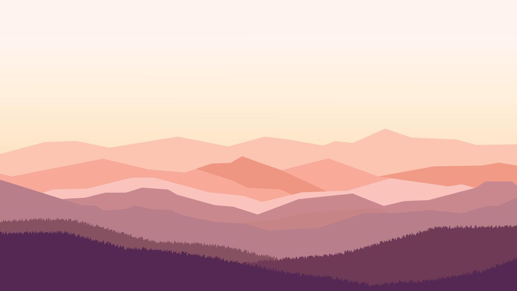 Flat Design Illustration of Mountain Hill Landscape in the Morning vector