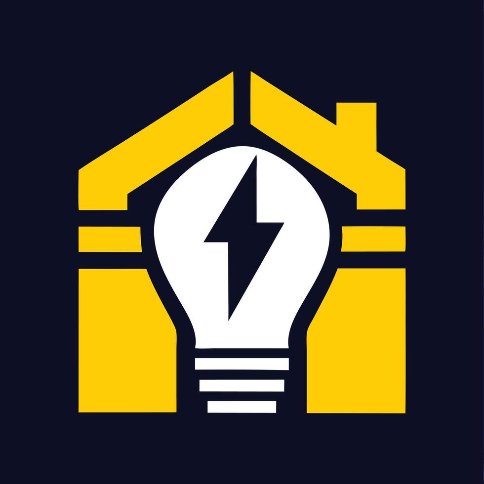 Flat House and Lightbulb Logo for Electrical Services vector