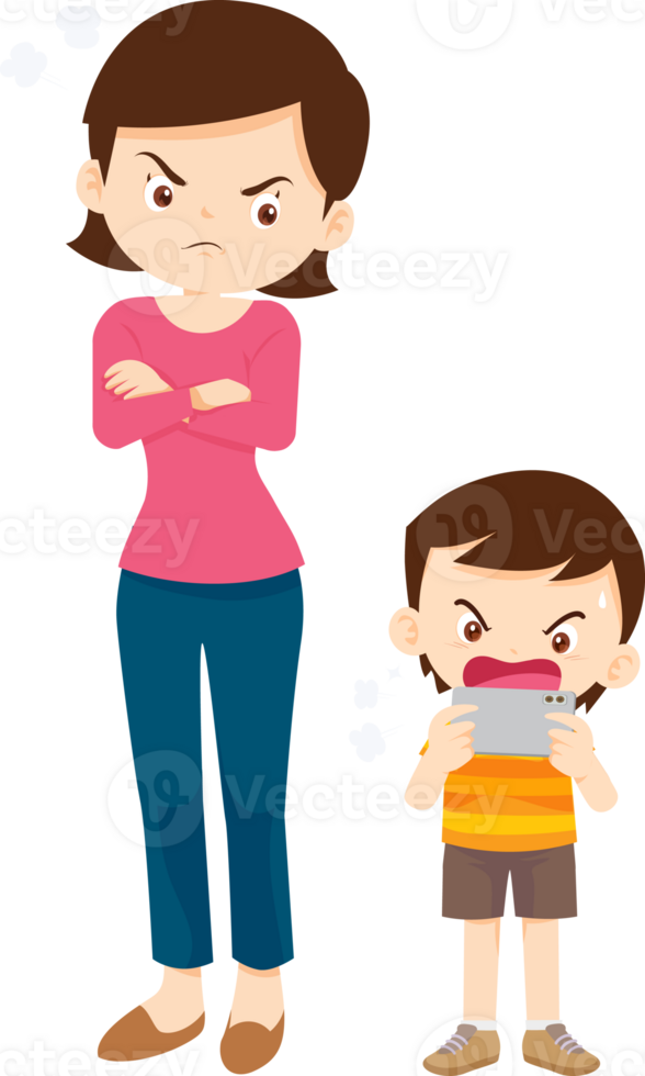 mother worried about her boy dependence on mobile apps png