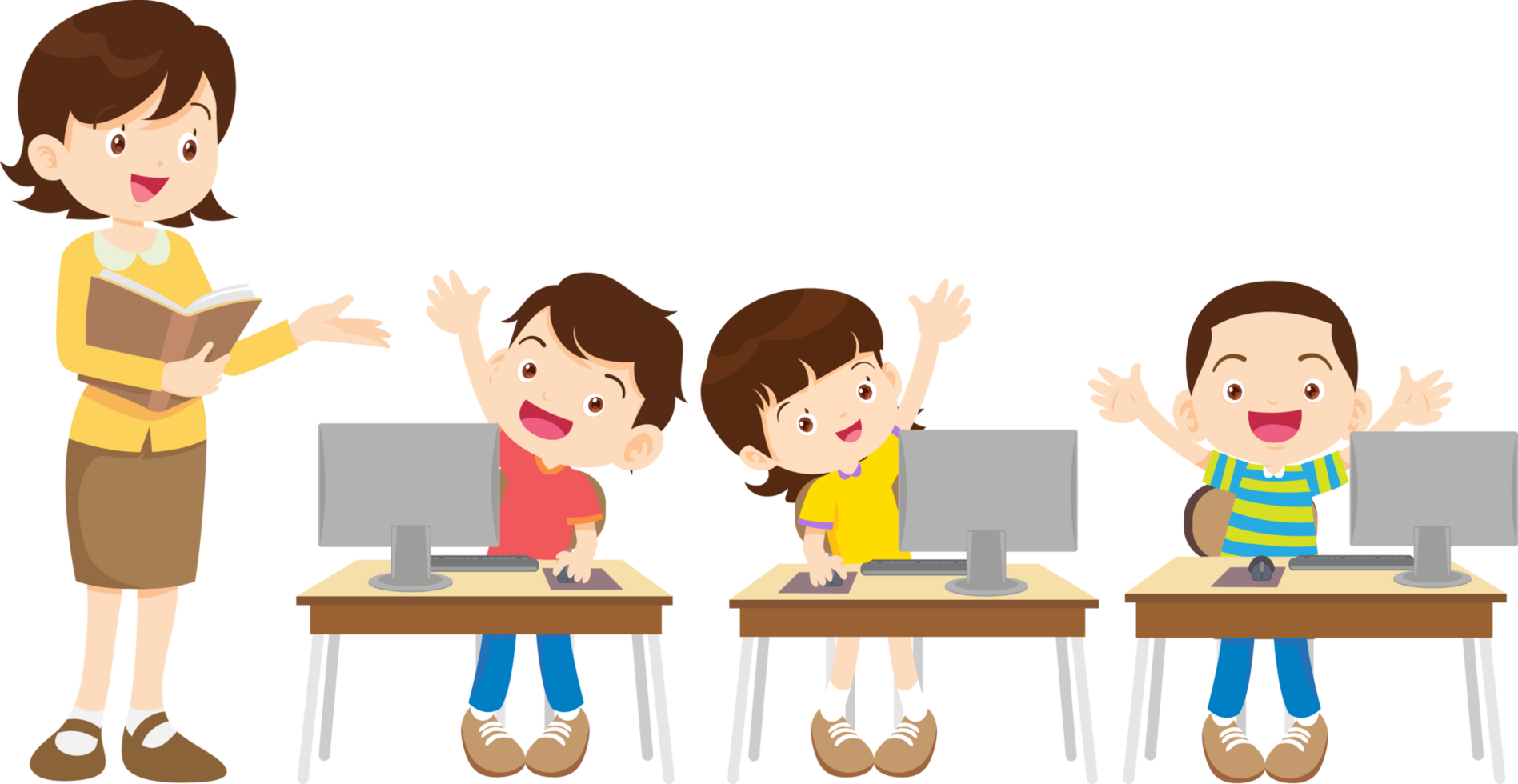 A teacher inspires young learners with digital skills png