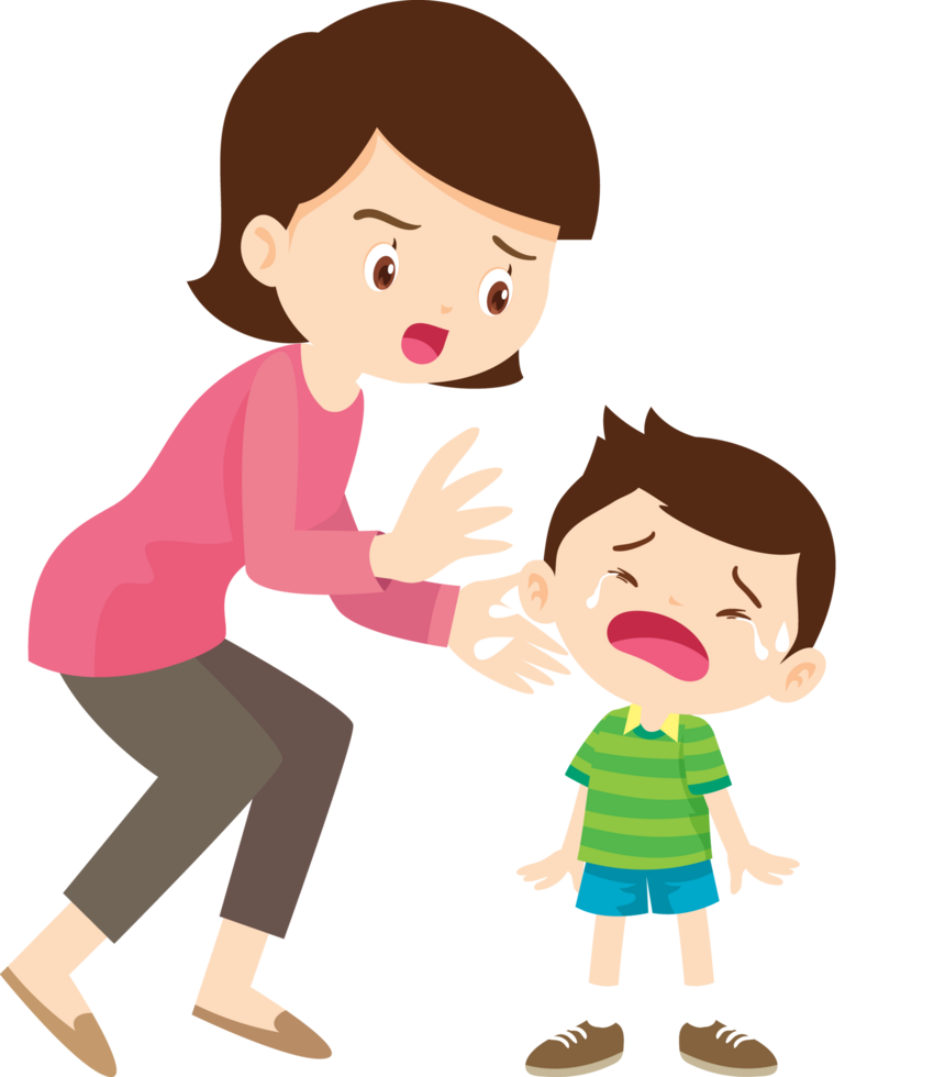 The child, feeling upset, is embraced by the warm care of his mother png