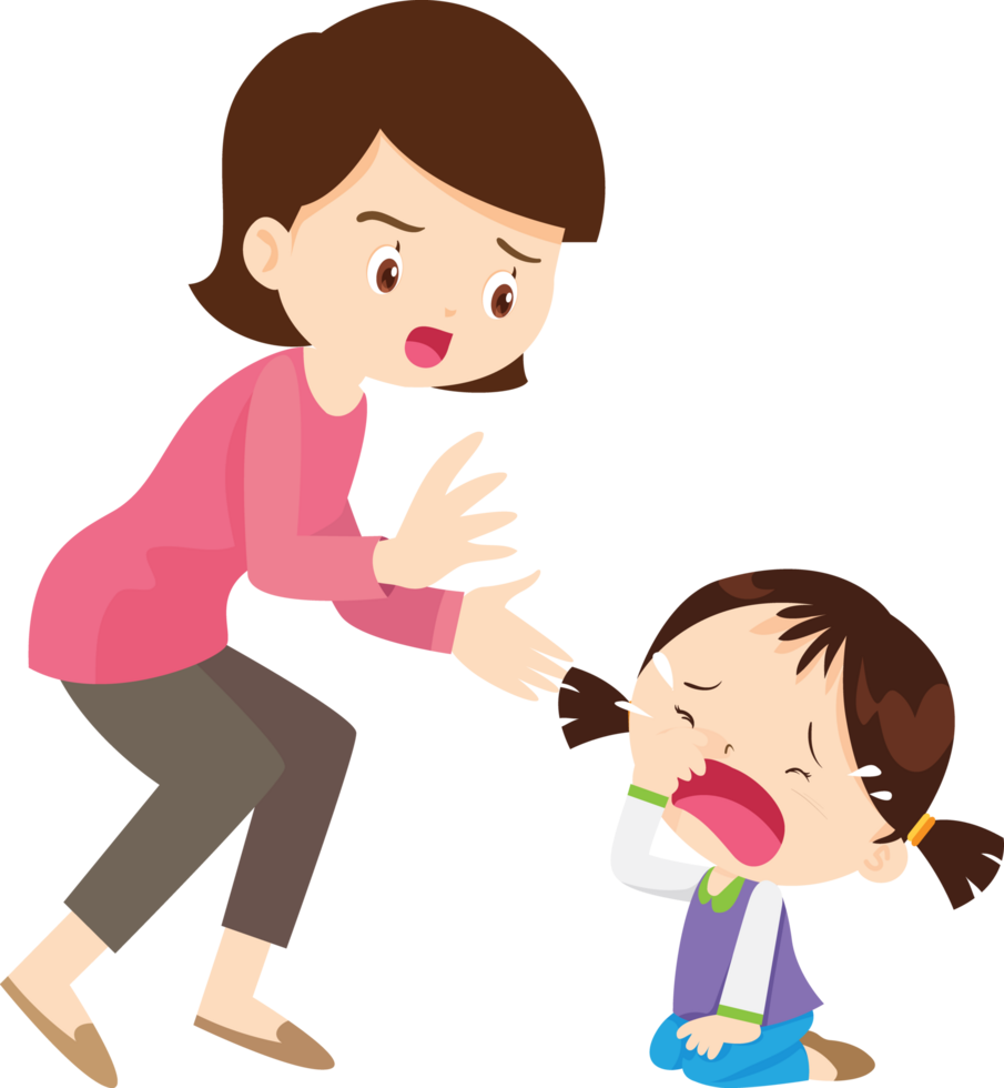 The mother is comforting her son who looks sad and upset png
