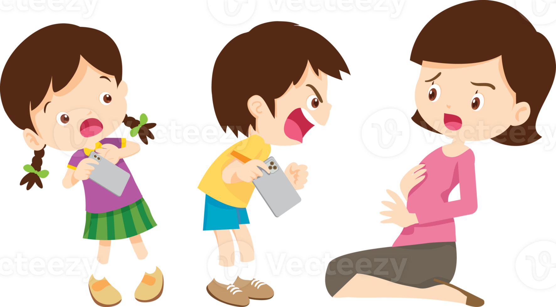 boy and his mother arguing over mobile phone addiction png
