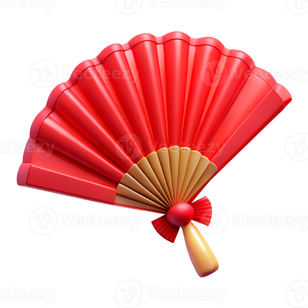 red hand held folding fan png
