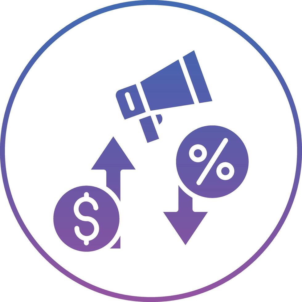 A dollar sign and a megaphone are shown in a circle vector