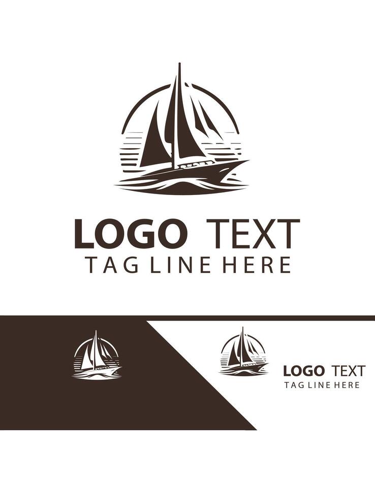 Ocean Horizon Yatch Logo Design vector