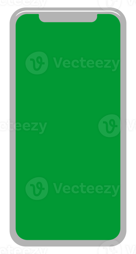 Front View of the Smartphone Silhouette in Green Screen, can use for mock up, apps, website, pictogram, logo gram, art illustration or graphic design element png