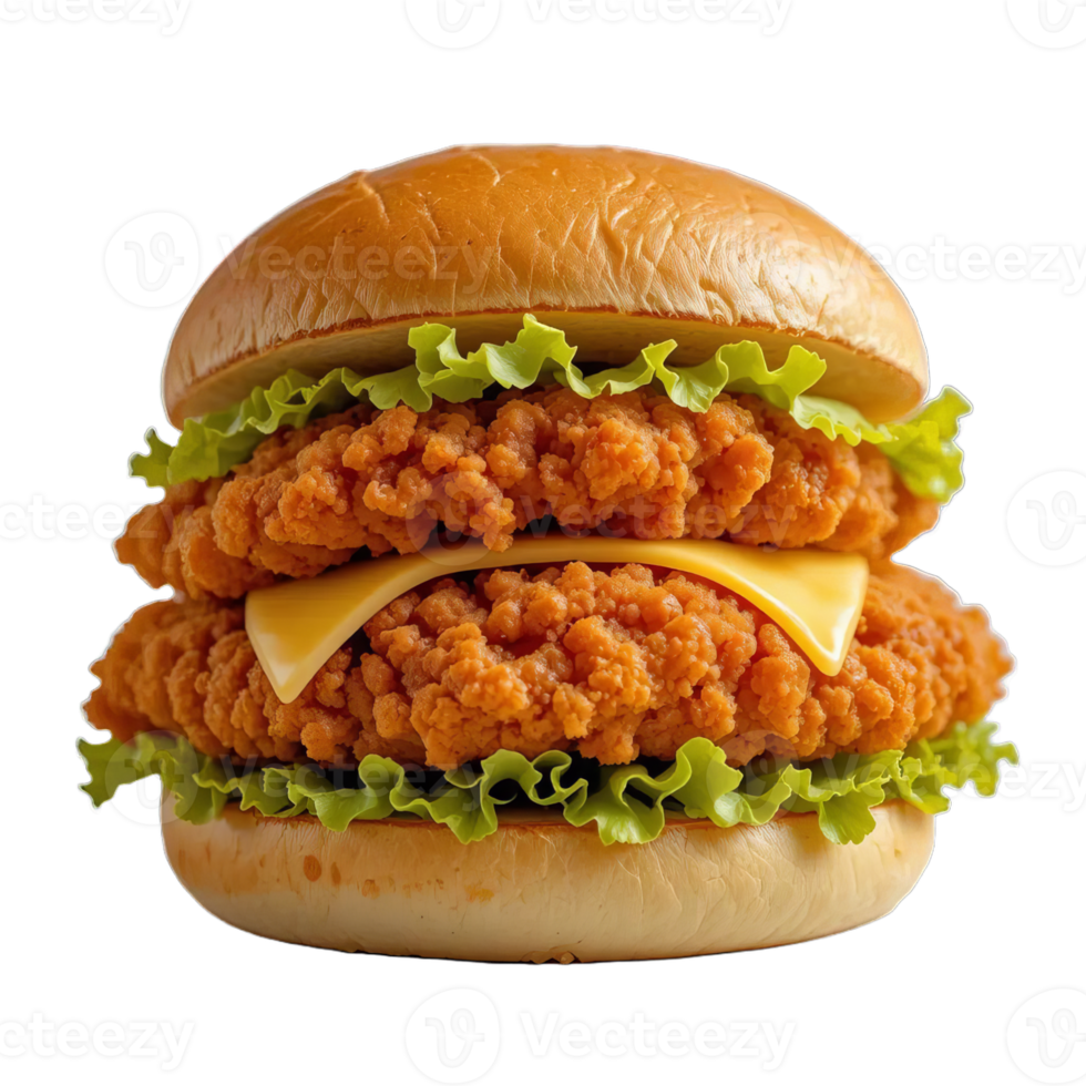 A chicken sandwich with cheese and lettuce png