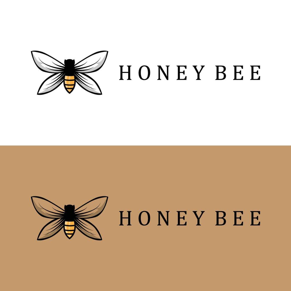 honey bee logo design simple design black silhouette farm animal bee illustration templet symbol vector