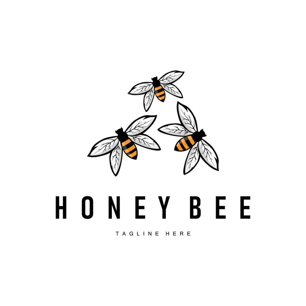 honey bee logo design simple templet symbol vector