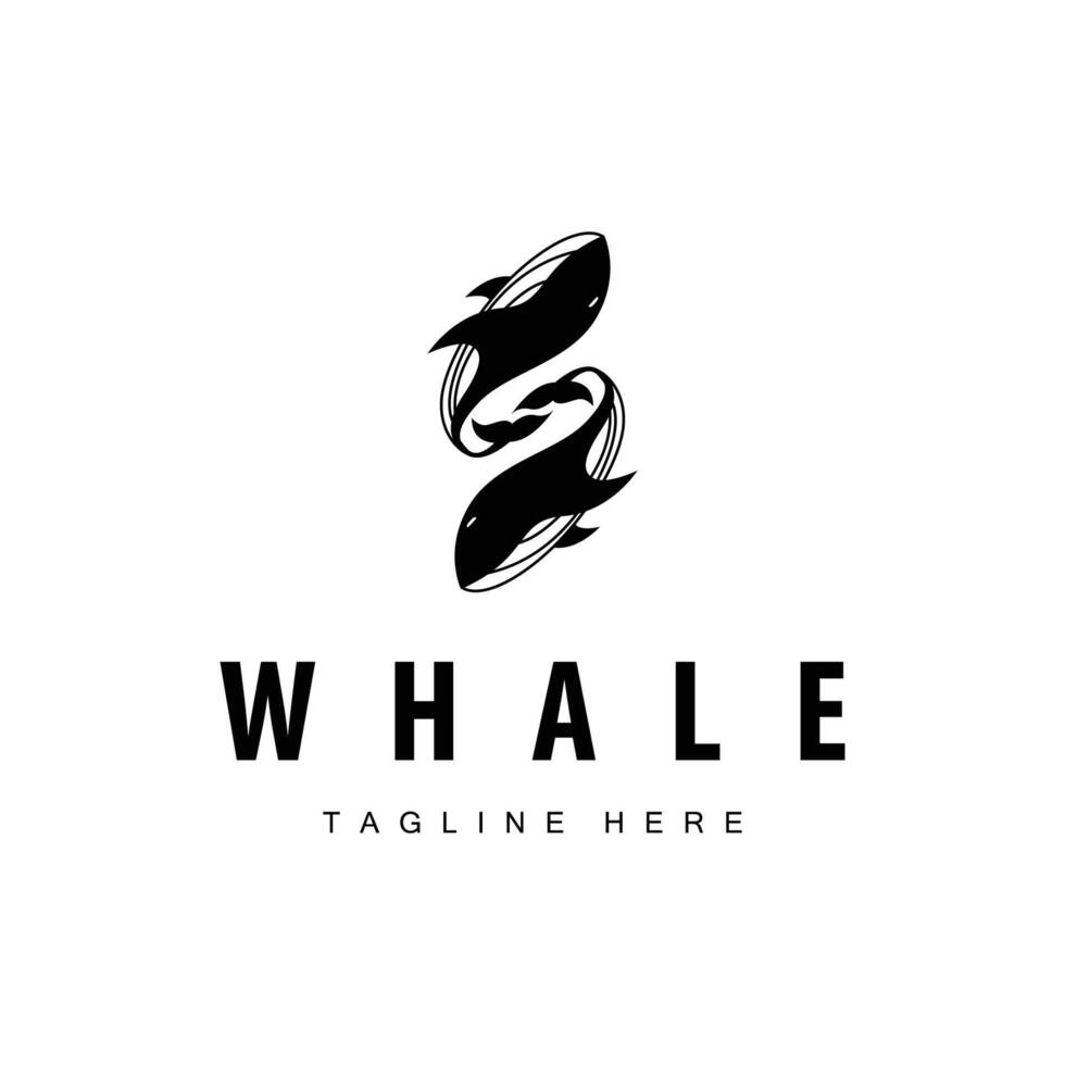 whale logo silhouette design vector