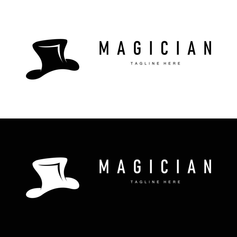 black hat magician logo simple design illustration template typical appearance of magician with hat vector