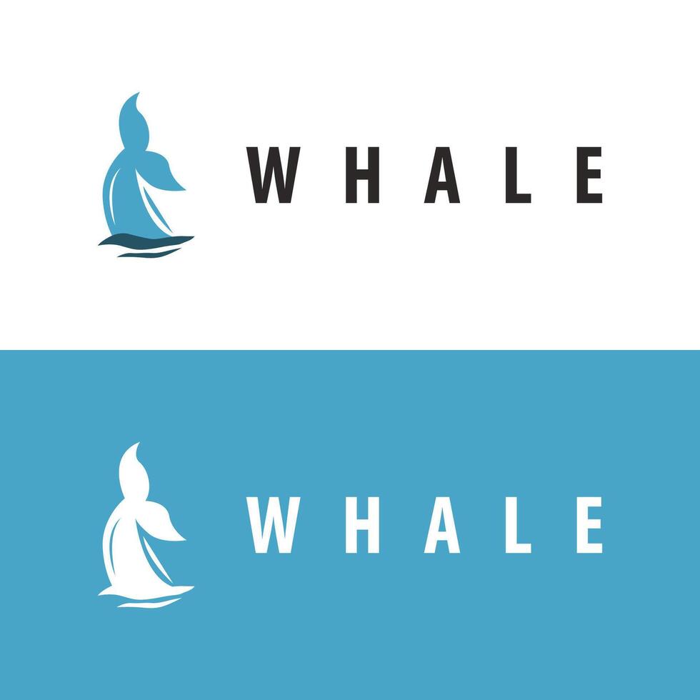 whale logo silhouette design vector