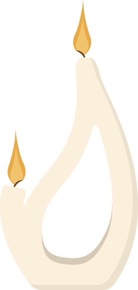 White Candle with Two Flame Wicks for Nowruz Day vector