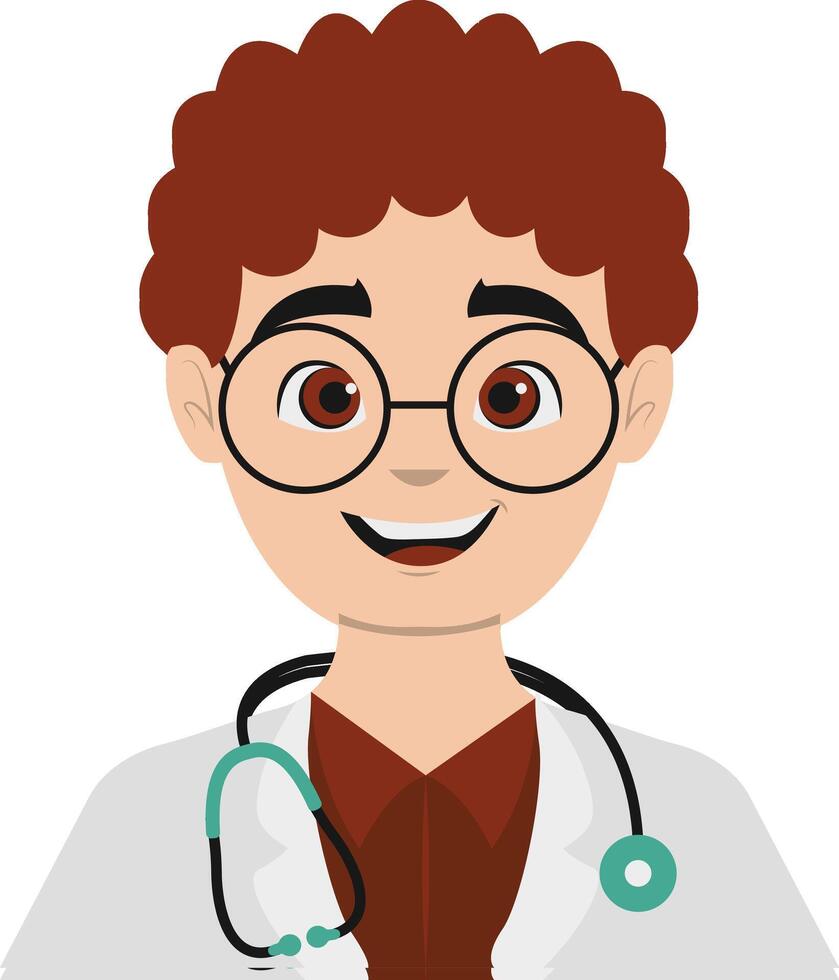 Male Doctor Character with White Uniform and Stethoscope vector