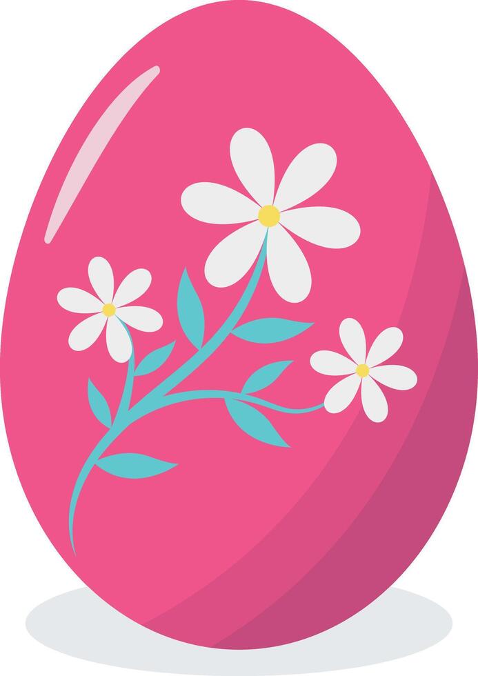 Easter Egg with White Flower Pattern Design vector