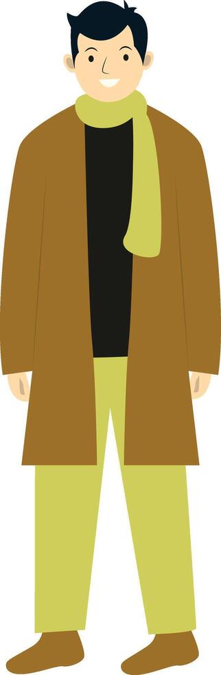Man Walk in Autumn with Scarf vector