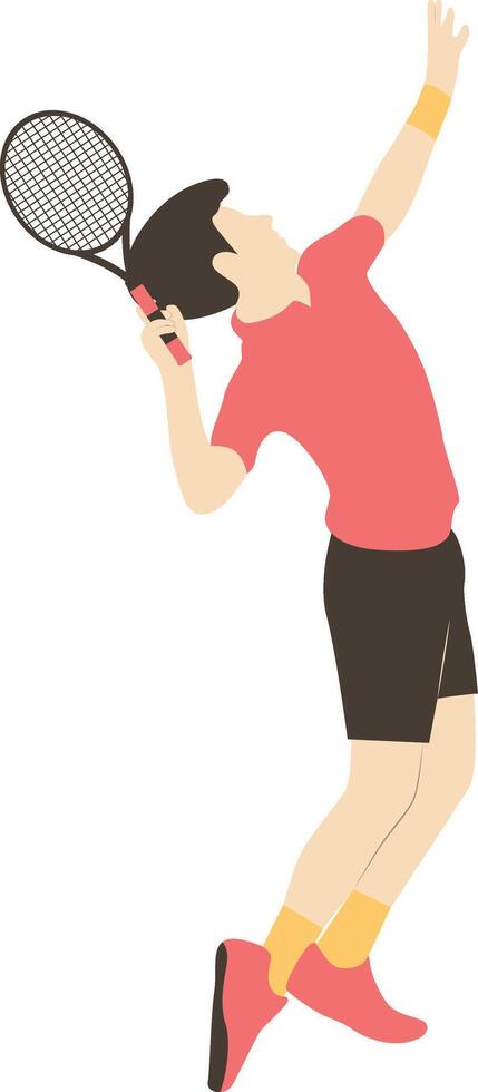 Tennis Athlete with Jump Smash Pose vector
