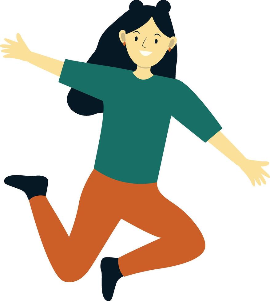 Young Woman Jumping in Happiness Expression vector