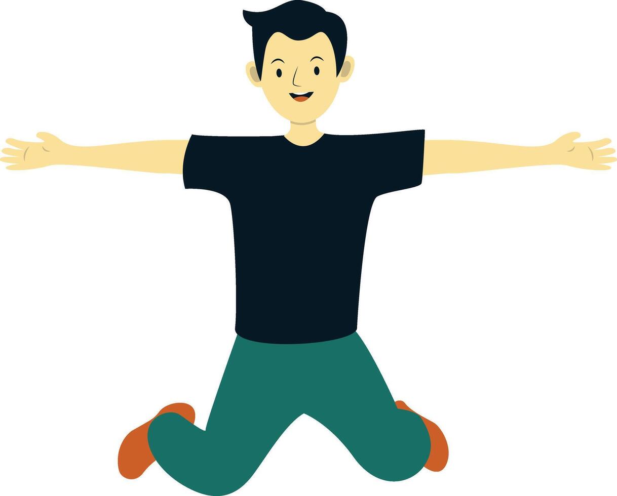 Young Boy Jumping in Happiness vector