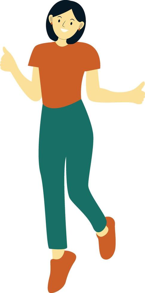 Young Women Jumping in Happy vector