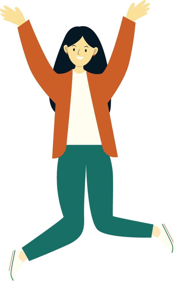 Young Women Jumping in Happy vector