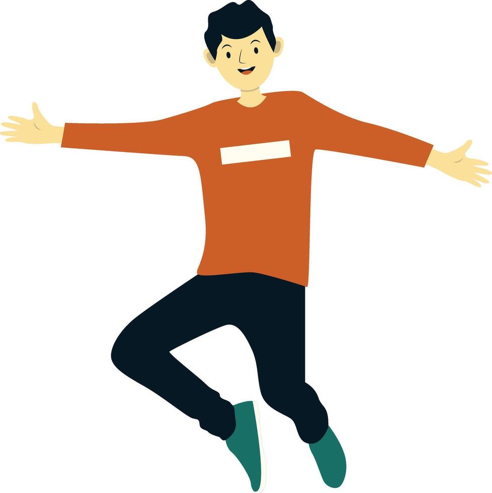 Young Boy Jumping in Happiness vector