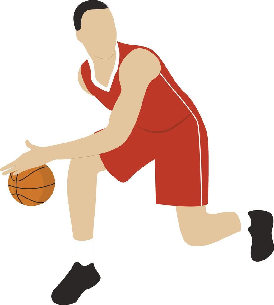 Basketball Player Illustration with Dribbling Gesture vector