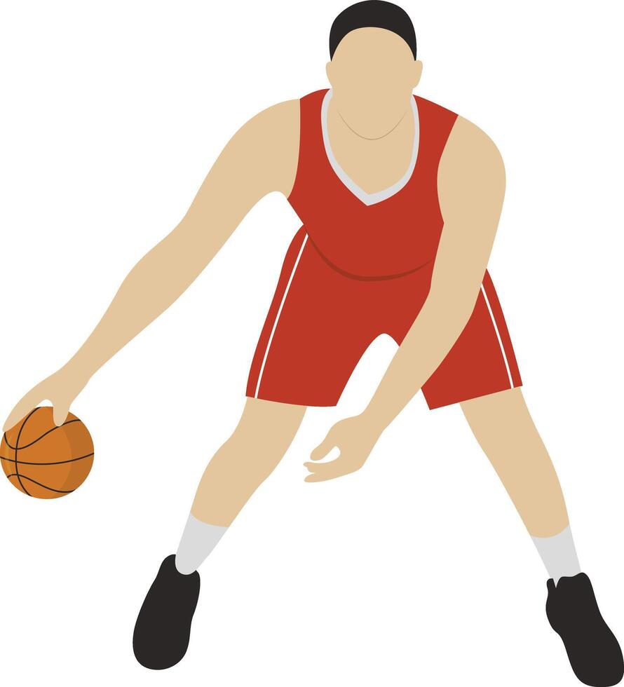 Basketball Player Illustration with Dribbling Gesture vector